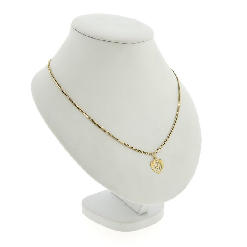 Image 4 of Gold heart pendant; Letter M