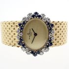 Image 4 of Baume Mercier Vintage; 14k. gouden horloge met briljanten en saffier