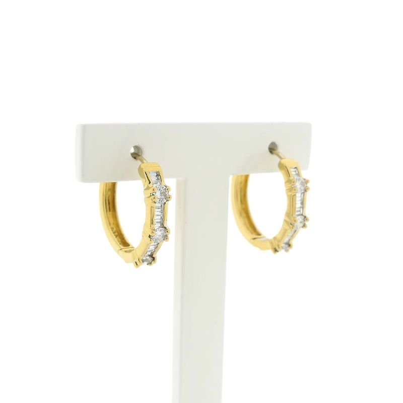Image 3 of 18K Gold Hoop Earrings with Diamond | 1.10 ct.