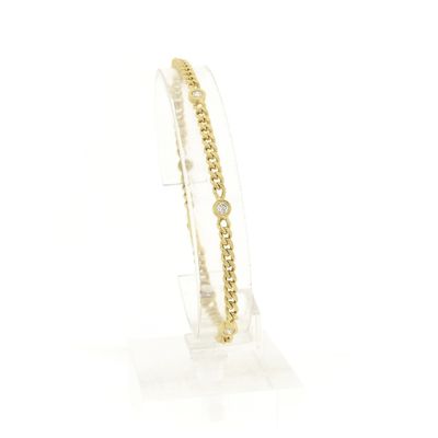 Image 1 of Gold flat gourmet link bracelet with 0.50 ct diamond.