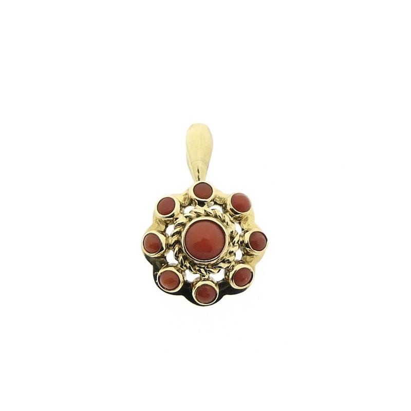 Image 1 of Gold pendant with red coral | Vintage