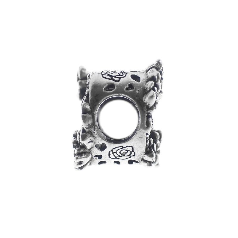 Image 6 of Pandora Charm; Silver; Open Heart and Rose Charm