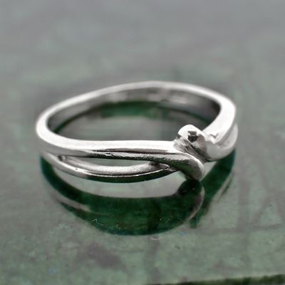 Image 2 of Silver ladies ring with knotted design