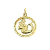 Gold zodiac sign pendant; Aquarius