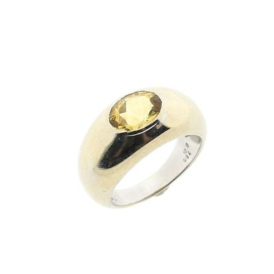 Image 1 of White gold domed ring with zirconia