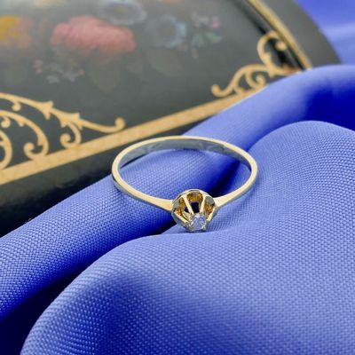 Image 2 of Gold solitaire ring with diamond | 0.03 ct.