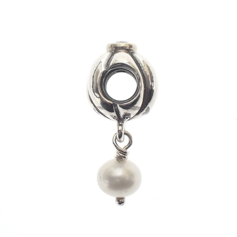 Image 3 of Pandora charm; Silver with gold; Pearl Charm