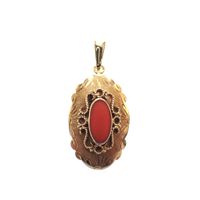 Vintage gold pendant with red coral