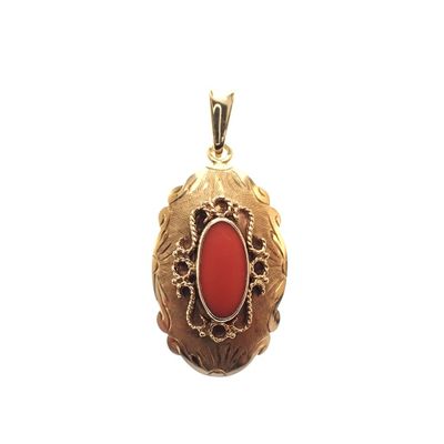 Image 1 of Vintage gold pendant with red coral