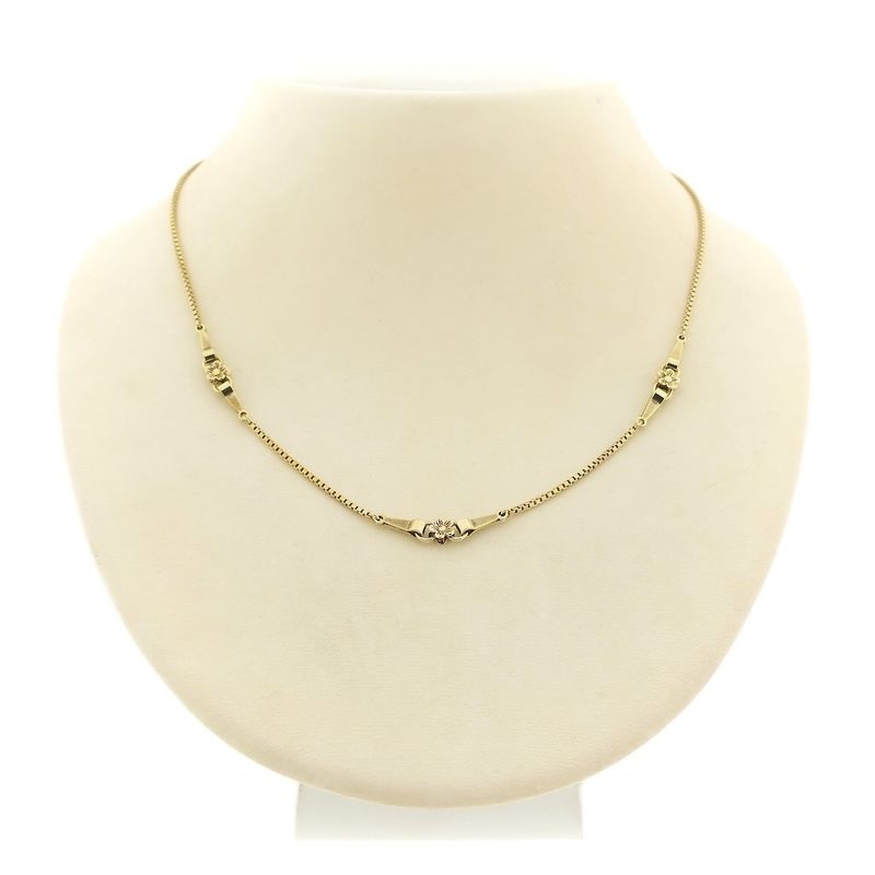 Image 1 of Golden Venetian link chain with flowers | 40 cm