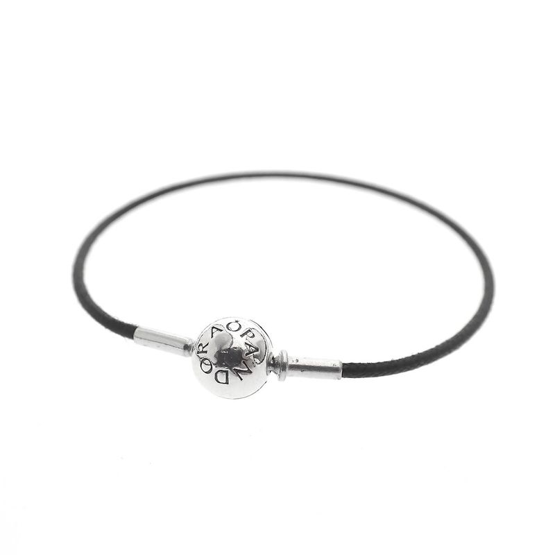 Image 1 of Pandora Essence bracelet; Silver; Black thong | 20 cm