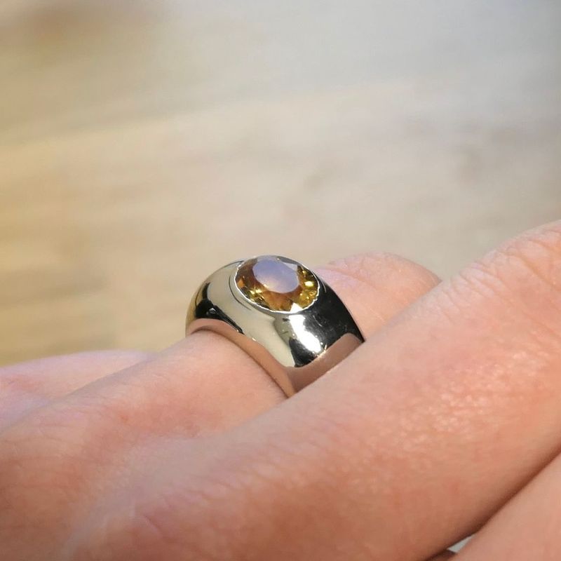 Image 7 of White gold domed ring with zirconia