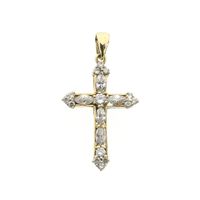 Gold pendant of a cross with zirconia