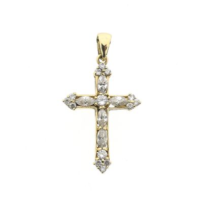 Image 1 of Gold pendant of a cross with zirconia