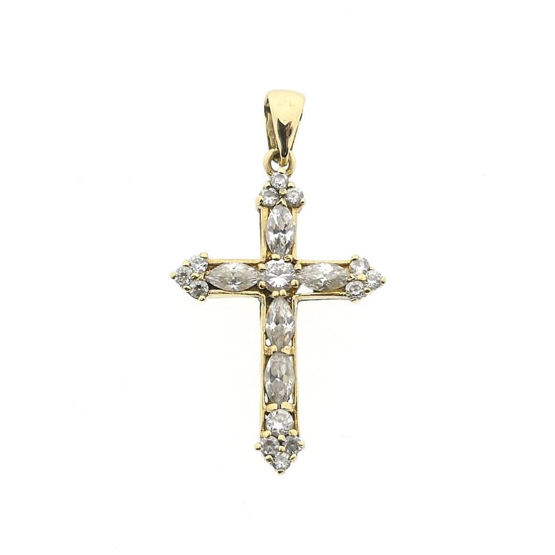 Image 1 of Gold pendant of a cross with zirconia
