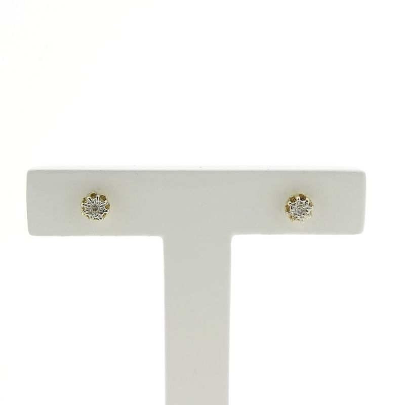 Image 1 of Two-tone gold stud earrings with diamonds