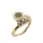 Image 1 of Gold ring with pearl and diamonds | 0.21 ct.