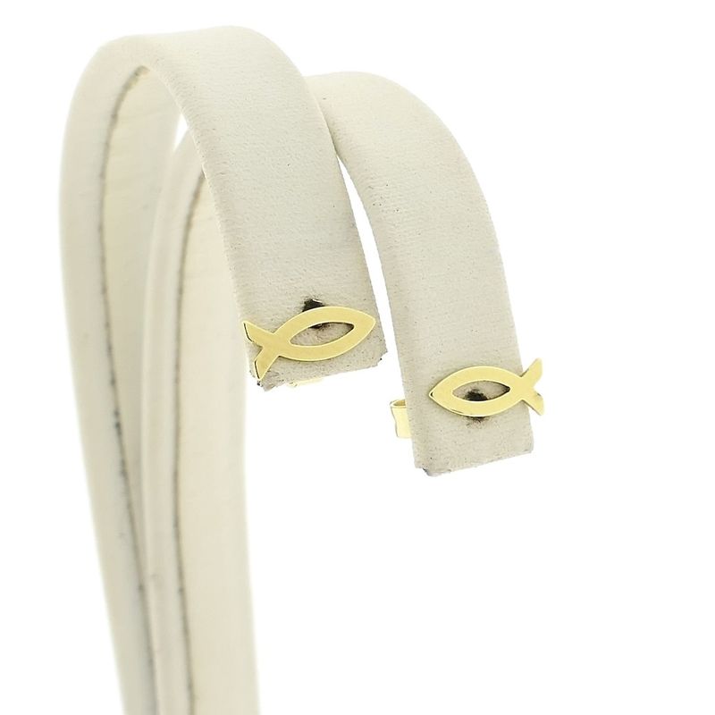 Image 3 of Golden stud earrings of an Ichthus fish