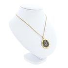 Image 8 of Gold vintage pendant of Mary and Jesus with colored enamel.