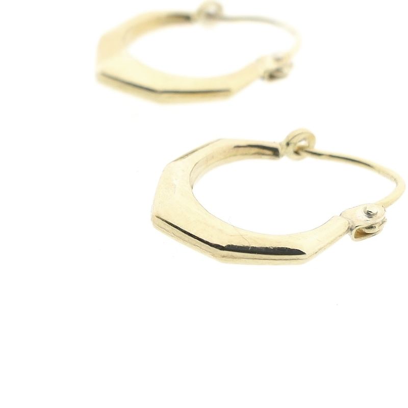 Image 9 of Gold faceted hoop earrings; Ø 12.3 mm