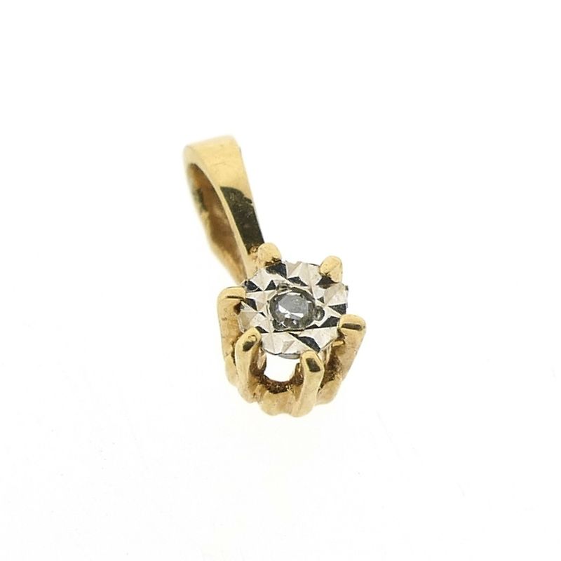 Image 5 of Gold minimalist pendant with diamond | 0.10 ct.