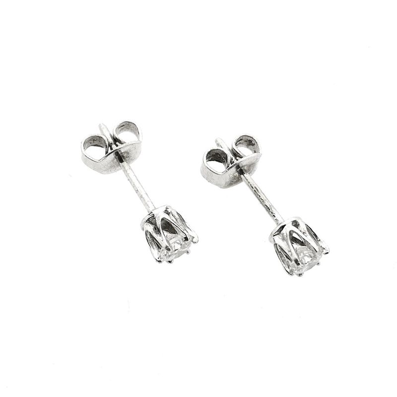 Image 4 of White gold solitaire stud earrings with diamond | 0.36 ct.