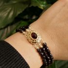 Image 2 of Glass bead bracelet with gold clasp; Antique | 19.5 cm