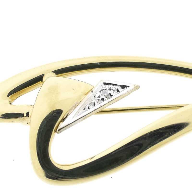 Image 3 of Gold abstract brooch with diamond 0.005 ct.