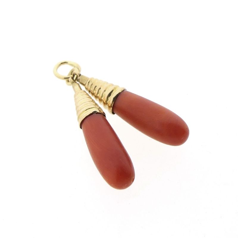 Image 3 of Gold pendant with blood corals | Vintage