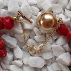 Image 6 of Coarse red coral necklace with gold clasp; Antique/Vintage | 46 cm