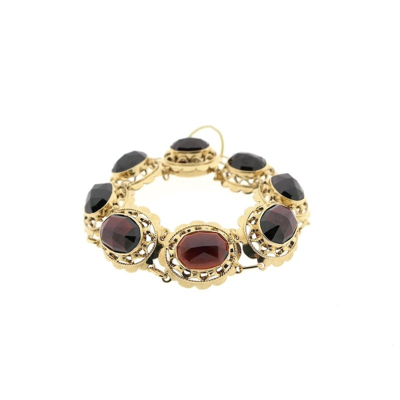Image 3 of Antique gold boat bracelet with garnet