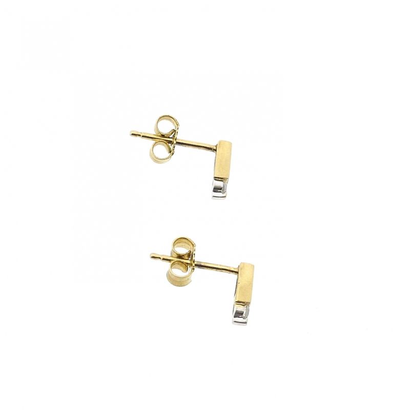 Image 8 of Gold subtle stud earrings with diamond; 0.05 ct.