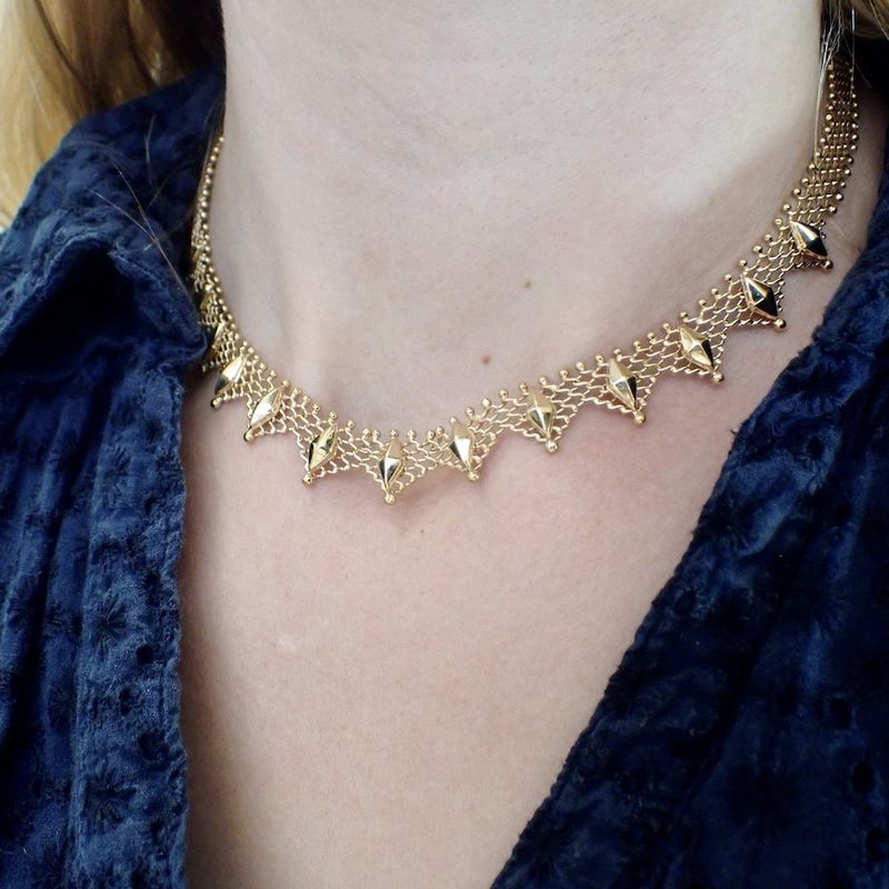 Image 2 of Gold gallery wire link necklace