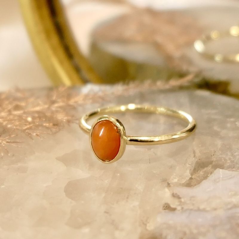 Image 2 of Gold ring with blood coral