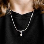 Image 10 of White gold necklace with pearl and diamond; 0.20 ct. | 49.5 cm