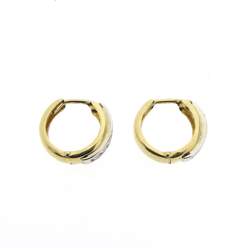 Image 6 of Two-tone gold earrings with zirconia | Ø 16.5 mm