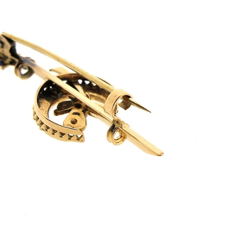 Image 4 of Vintage gold brooch with pearl and sapphire