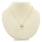 Image 1 of Gold necklace with a fixed pendant; Cross with zirconia | 42.5 cm - 45.5 cm