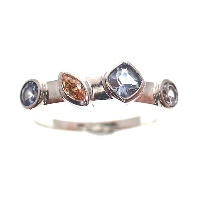 Image 2 of Silver cluster ring with colored zirconias