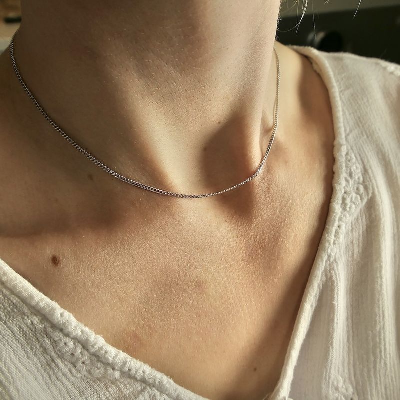 Image 6 of White gold gourmet link necklace | 44-49 cm