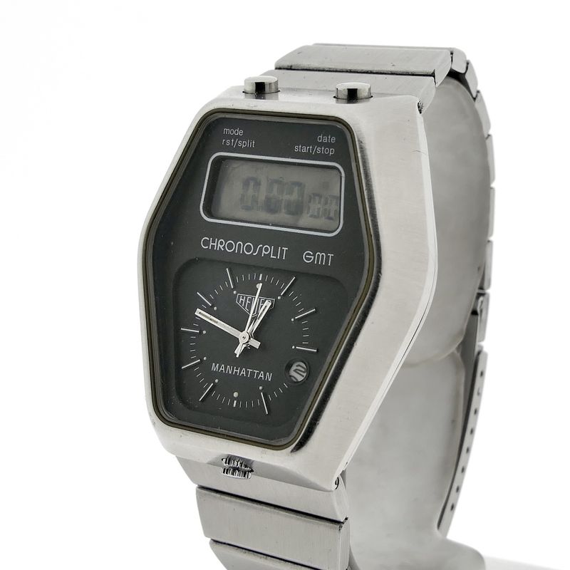 Image 2 of Heuer Manhattan Chronosplit GMT 104.403; Vintage heren horloge