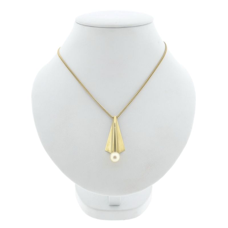 Image 8 of Gold abstract pendant with cultured pearl