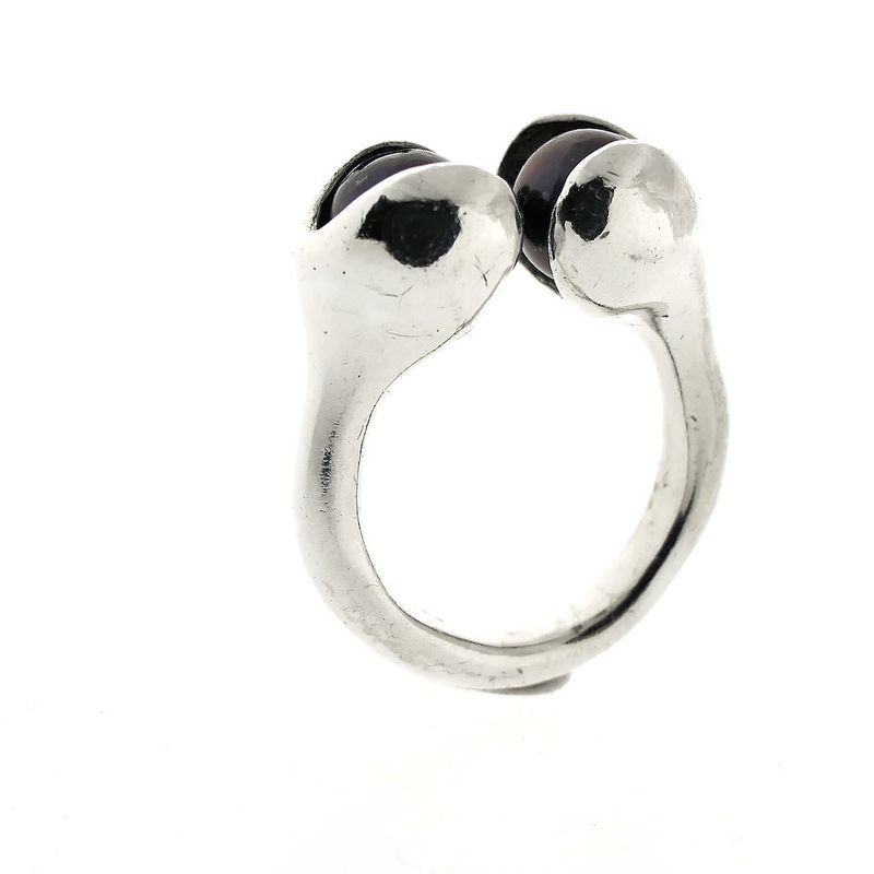 Image 7 of Silver ring from Israel with black pearls