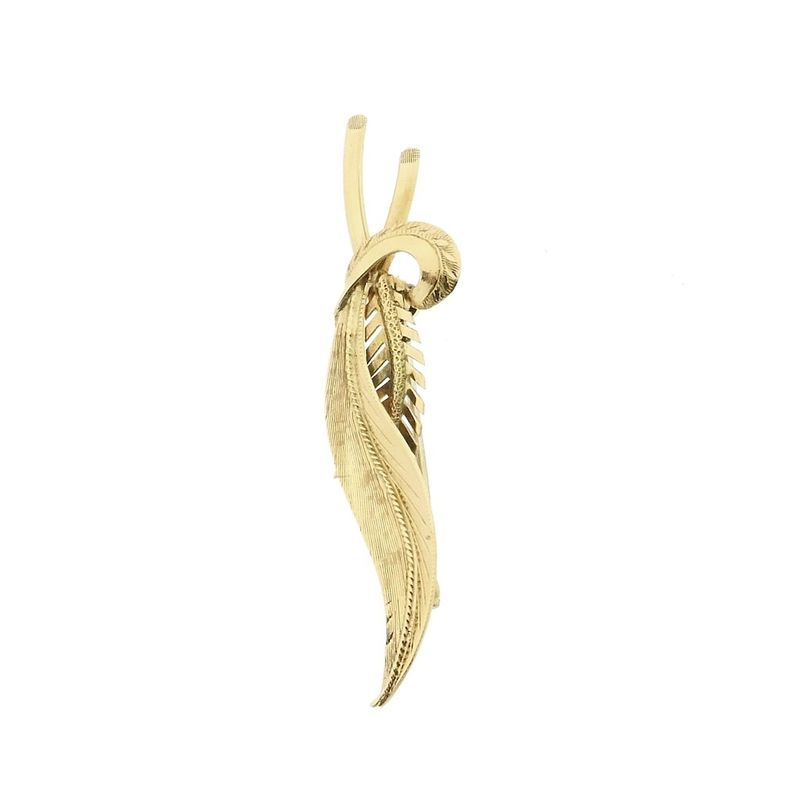 Image 9 of Vintage gold brooch of a feather