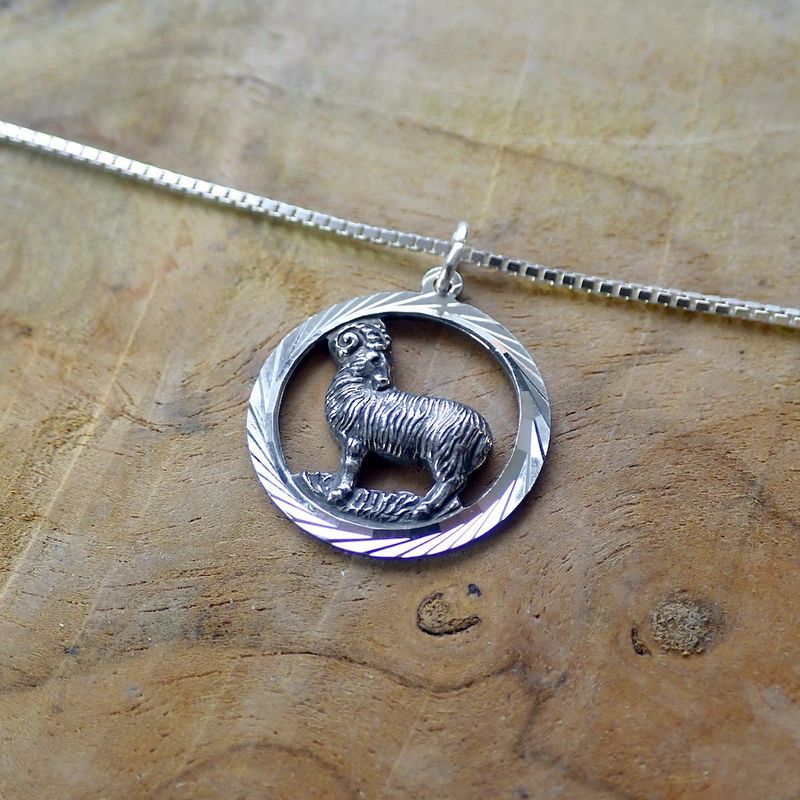 Image 3 of Silver zodiac sign pendant; Aries