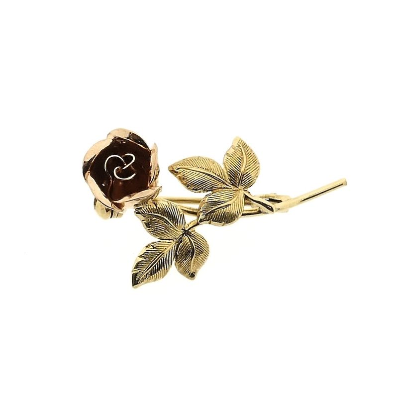 Image 1 of 8-karat bicolor brooch; Vintage/antique | Rose