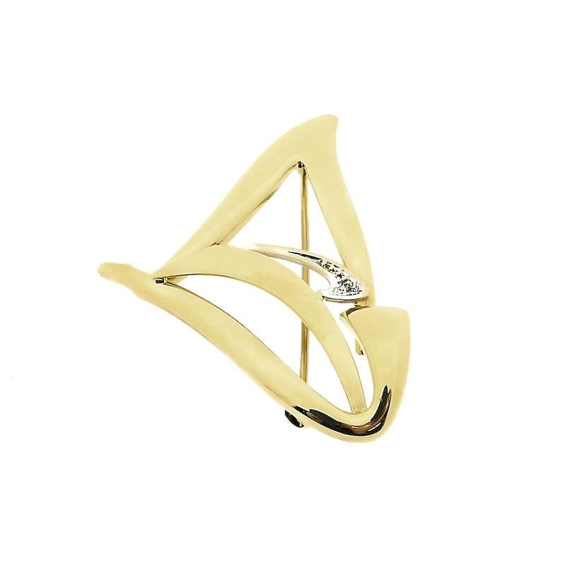 Image 5 of Two-tone gold fantasy brooch with diamond; 0.005 ct.