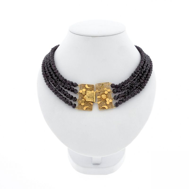 Image 1 of Antique beaded necklace with gold decorative clasp