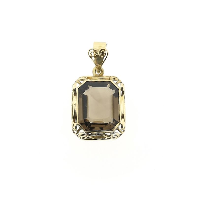 Image 1 of Vintage gold pendant with smoky quartz.
