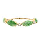 Image 3 of Gold Gourmet Link Bracelet with Jade and Zirconia